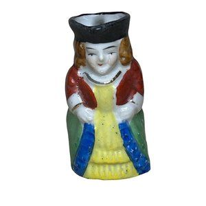 Vintage Miniature Toby Jug Pitcher Creamer Colonial Woman Made in Occupied Japan